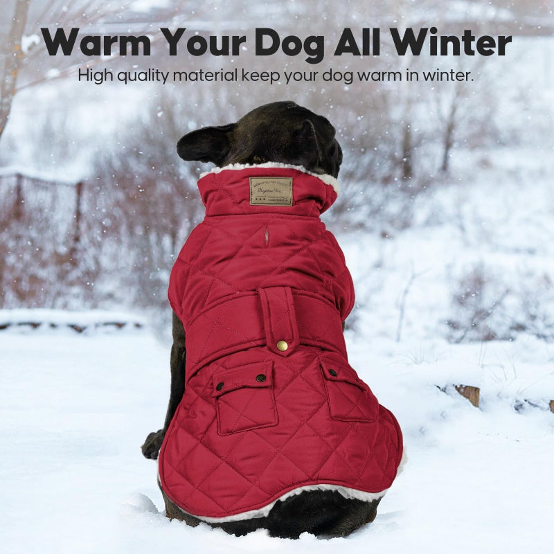 KYEESE Dog Coat Thick Pets Clothes with Pocket Waterproof Dogs Jacket with Fleece Lined Windproof Dog Coats for Small Dogs Soft Pet Sweater for Cold Weather Warm Pet Winter Puffer Coat with Leash Hole - Image 2